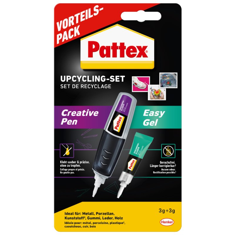 Pattex self-adhesive upcycling set, value pack, Creative Pen + Easy Gel